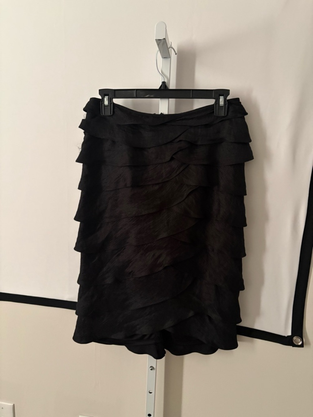 Adrianna Papell Black Layered Ruffle Mini Skirt